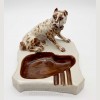 Антикварная пепельница со скульптурой собаки породы Кане-корсо. Фаянс.