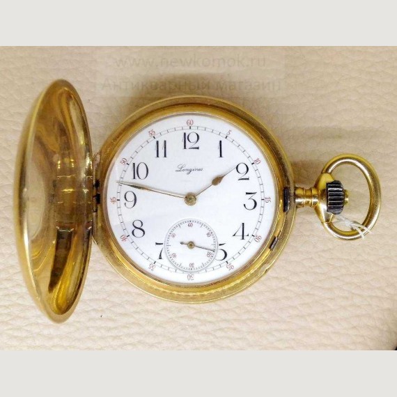 Антикварные золотые карманные часы Longines.