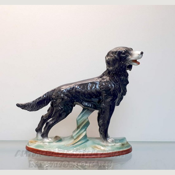 Фарфоровая статуэтка "Черный сеттер" (Охотничья собака). Германия.