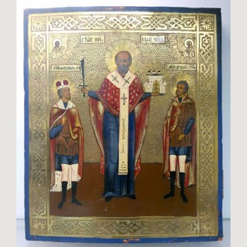 Икона Святой Николай Чудотворец с предстоящими. 