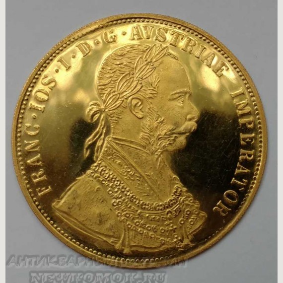 Золотая монета 4 Дуката. Австрия. 1915 г.