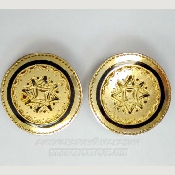 Антикварные золотые запонки. 1870 г. 56 проба золота. 