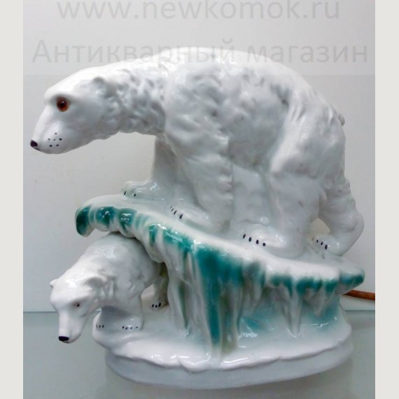 Ночник - светильник "Белые медведи на льдине". Eugen Hechelhammer (EHZ). ГДР.