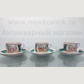 Три чайных пары. Новгубфарфор (НГФ Волхов). 
