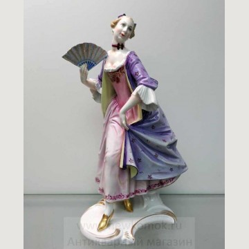 Фарфоровая статуэтка "Дама с веером. "Розенталь. (Rosenthal). 1934 -1956 гг. 
