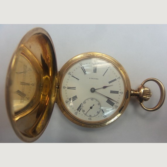Золотые карманные часы P. Moser, 56 проба.